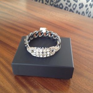 Chanel Crystal Ruthenium Chain Bangle Bracelet